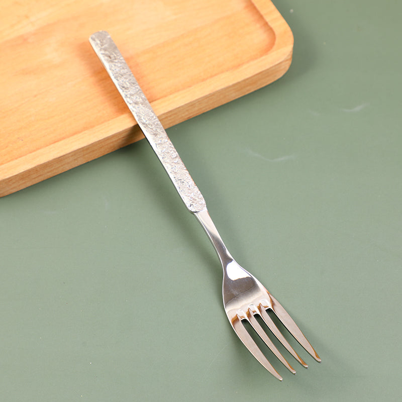 Stone texture 304 stainless steel fork-silver