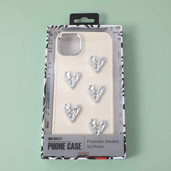 Metal photo frame electroplated love Apple 14 Plus phone case