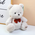 Vincent bear plush doll with green bowknot-35cm (plastic eyes)