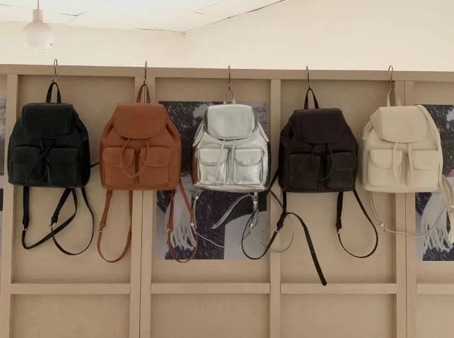 PU backpack with double pockets