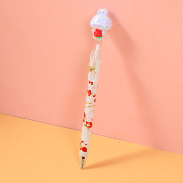 Sweet rabbit strawberry series crystal retractable gel pen-blue
