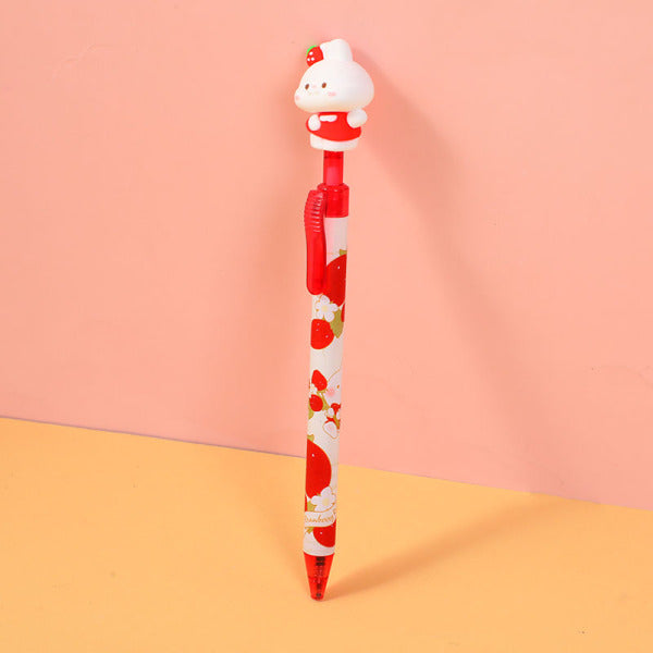 Sweet rabbit strawberry series gel pen with side button-blue
