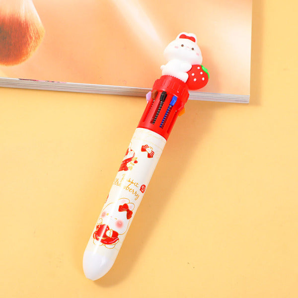 Sweet rabbit strawberry series ten color ballpoint pen