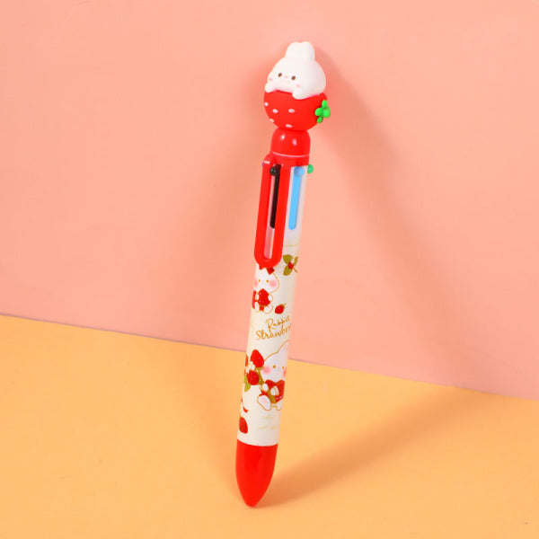 Sweet rabbit strawberry series six color ballpoint pen