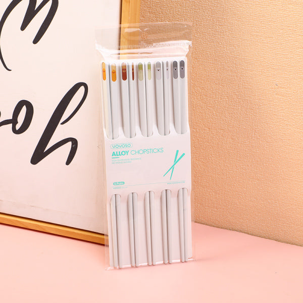 Flow-color alloy chopsticks (5 pairs)1