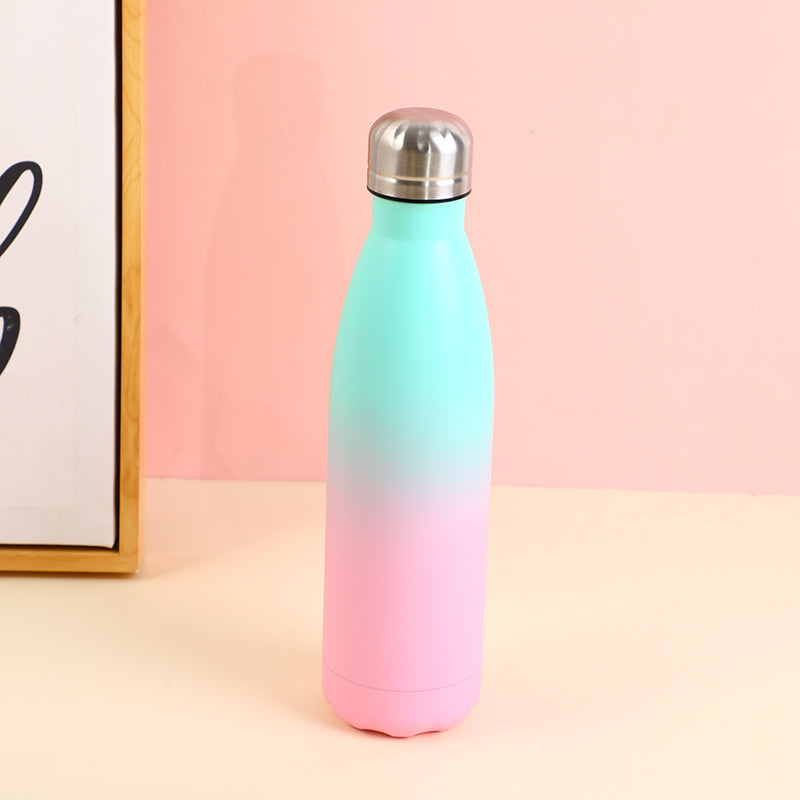 Double-layer 304 stainless steel insulated bottle-gradient pink