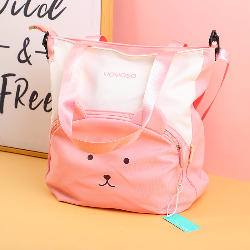 Cute little bear letter shopping bag-pink