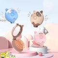 Kitten cartoon style folding comb with mirror