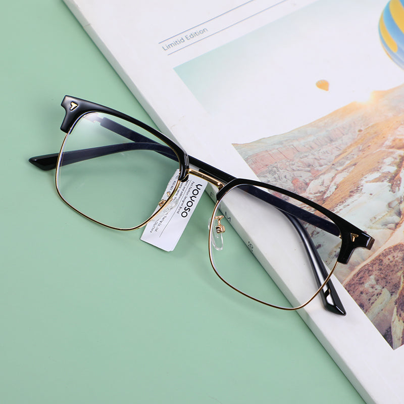 Elegant anti-blue light plain glass spectacles-gold & black