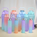 Gradient color single drinking plastic cup three-piece set