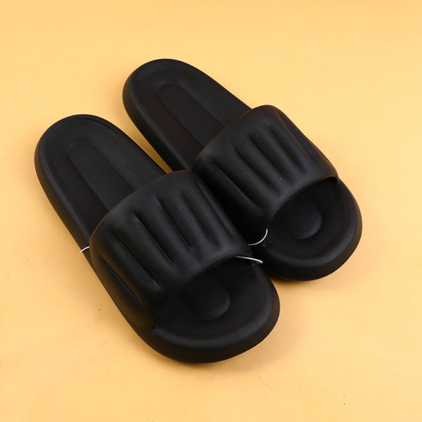Silent anti-slip vertical strip men's household slippers size 42-43-black