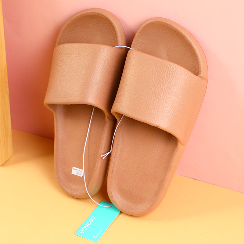 Japanese style mocha men's household slippers size 42-43 (coffee brown)