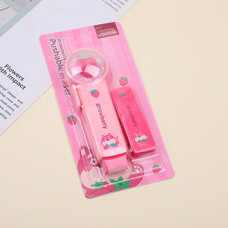 Strawberry shiba inu pushable eraser