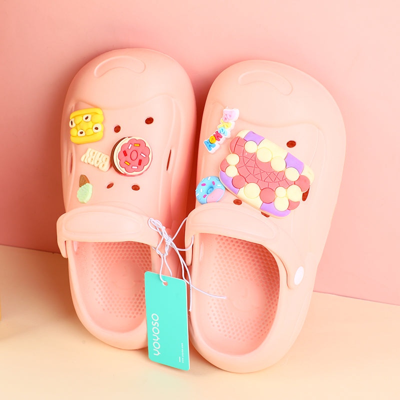 DIY delicious food children's slippers with holes size 34-35 (pink)