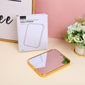 Simple wooden rectangular table mirror with metal edge