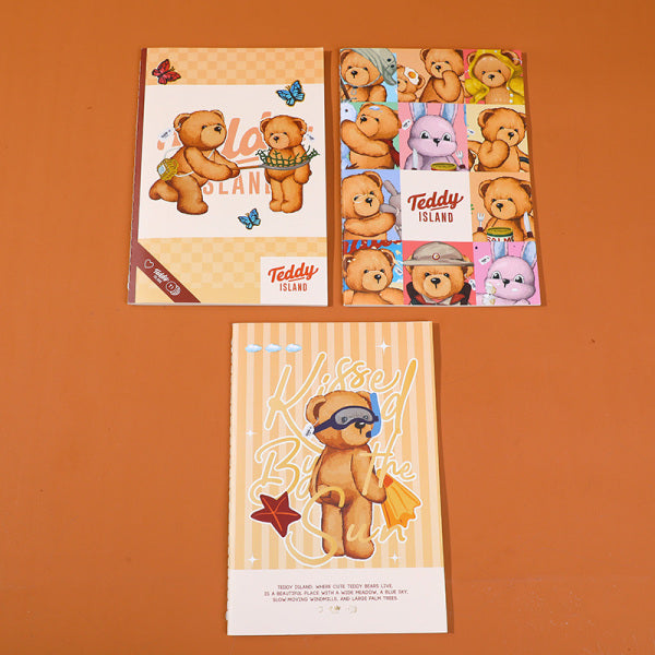 TEDDY ISLAND series suture notebook A5 (3pcs pack )-horizontal line pages 30 she