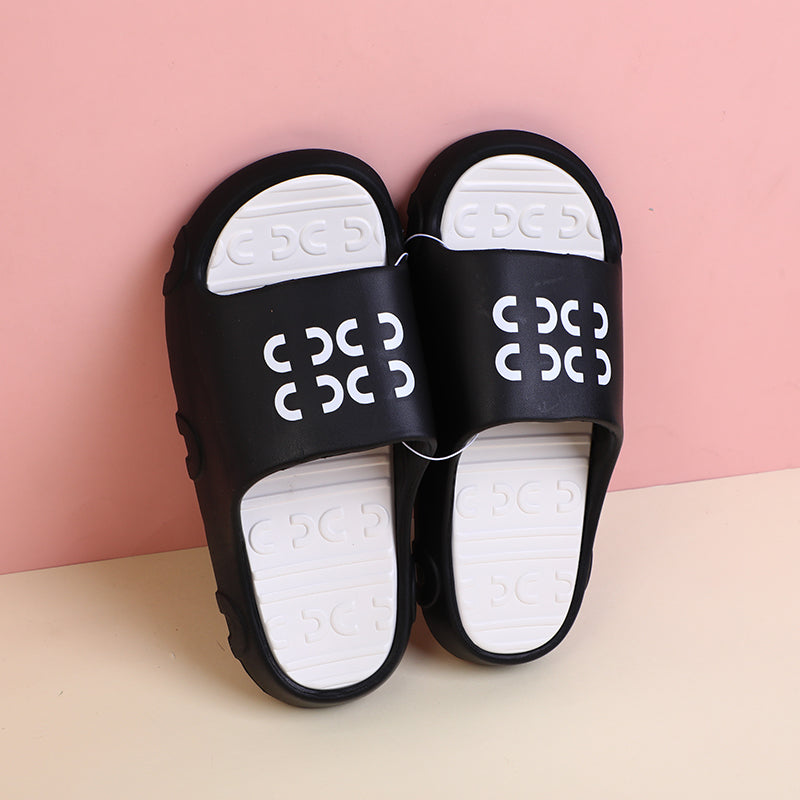 Two-tone elastic non-slip women's slippers-black (40-41)