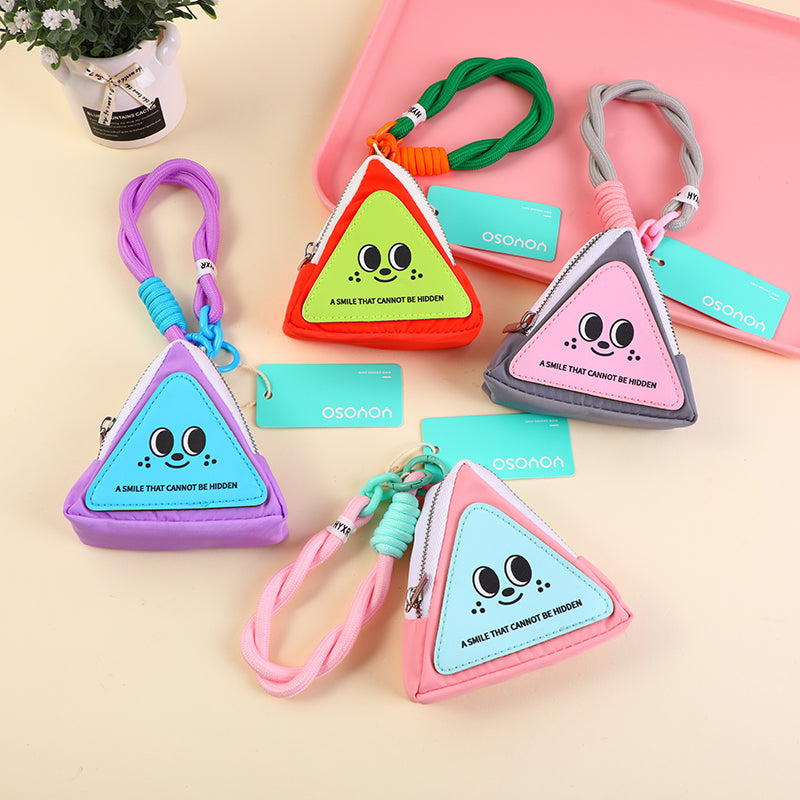 Triangular smiling face mini storage bag