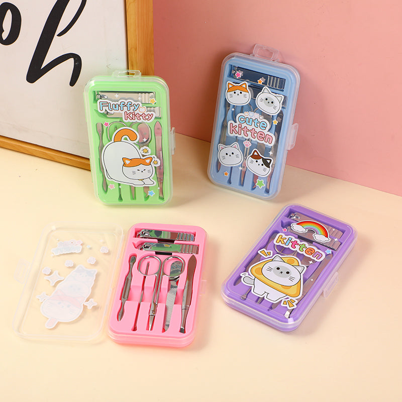 Kitten tea party nail clippers seven piece set