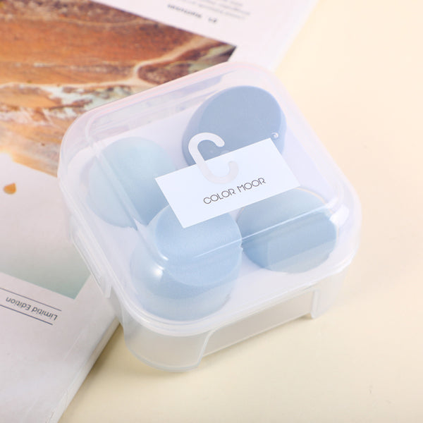 Makeup sponge with storage shell 4pcs-shining blue