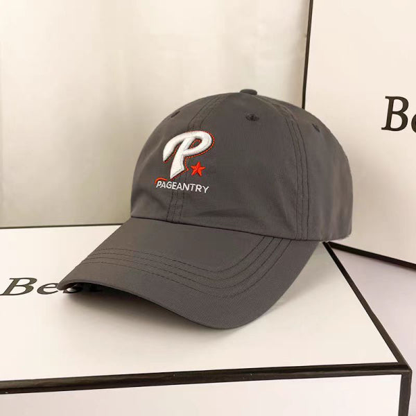 3D letter P and pentagram quick drying baseball cap-grey