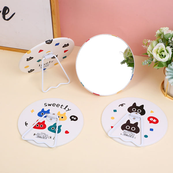 Round table mirror with bracket-black cat party series