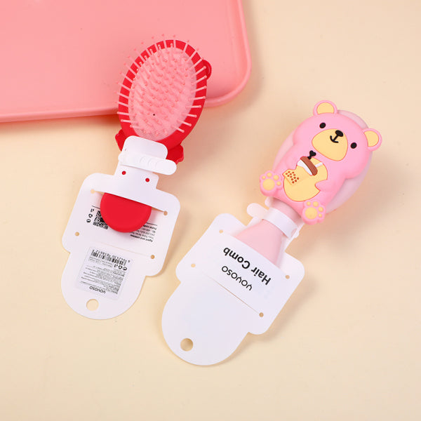 Milk tea bear mini air cushion comb (strawberry special edition)-3140