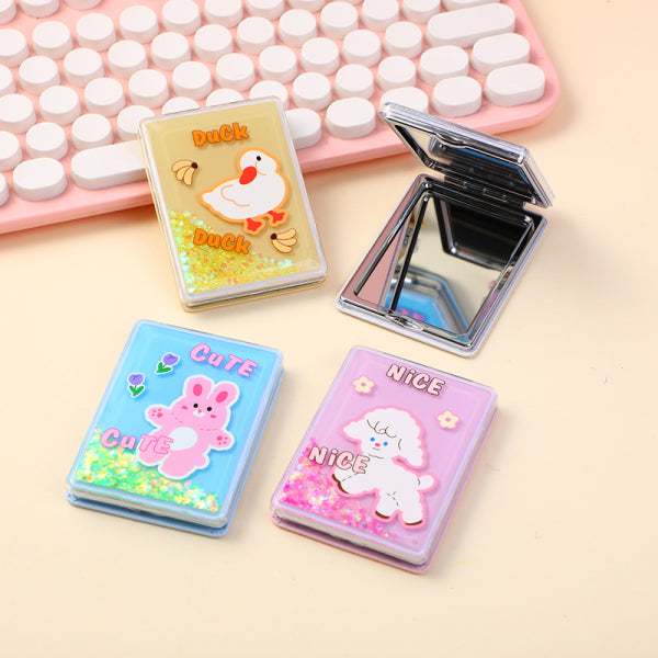 Cute animal rectangular relief quicksand fashion mirror