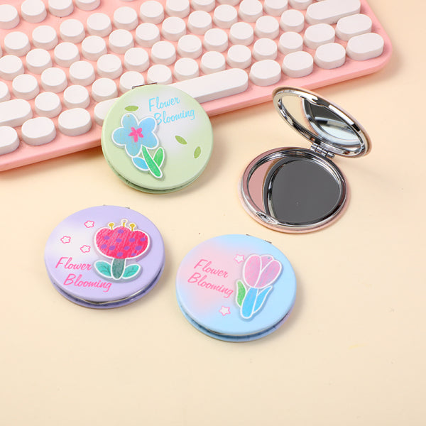 Floral portable mirror with acrylic decoration