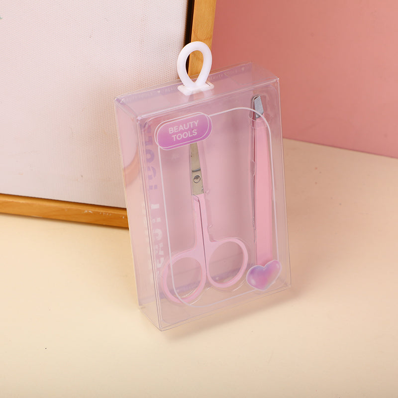 Crystal purple series eyebrow tools combo set (eyebrow tweezers and scissors)