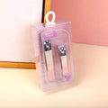 Crystal purple series nail clippers 2pcs set (large and small one with flat end)