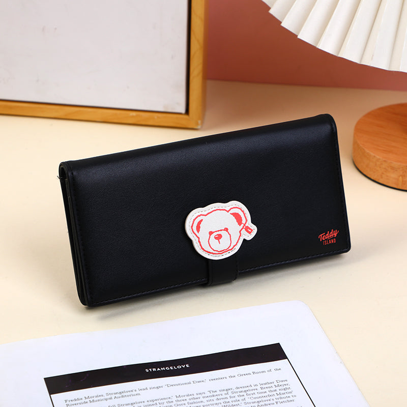 TEDDY ISLAND series women's long wallet-black