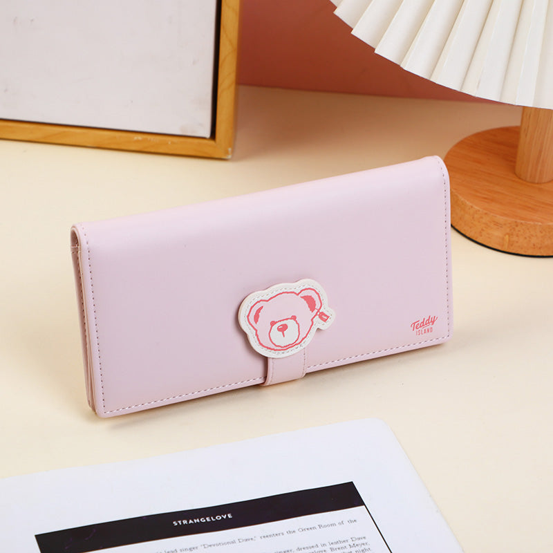 TEDDY ISLAND series women's long wallet-pink