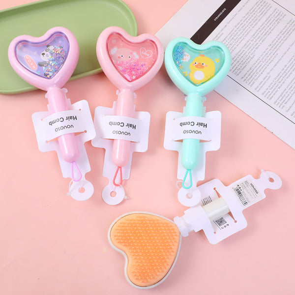 Heart-shaped cute pet glitter airbag comb