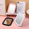 INS style convenient wall mounted square cream mirror