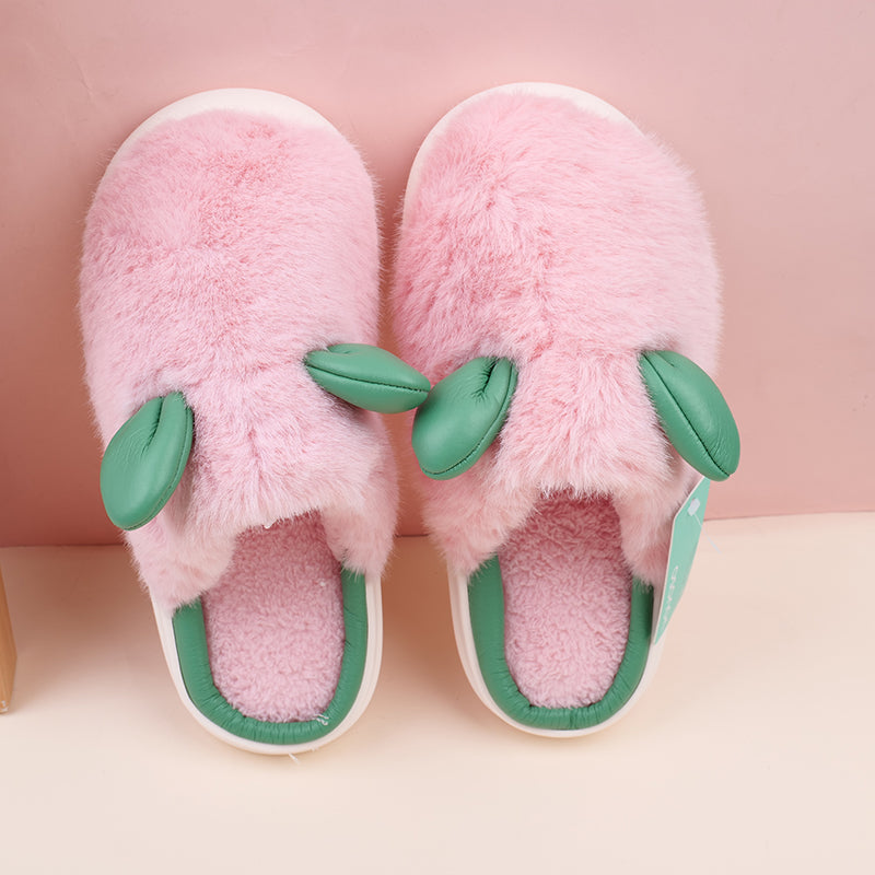 Cute bunny ears women's cotton slipper 36-37-pink