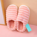 Stripes women's cotton slippers-pink (36-37)