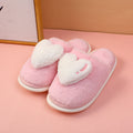 Heart embroidery women's cotton slippers-pink (38-39)