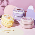 Double layer cartoon lunch box (including fork and spoon)
