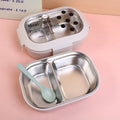 Two compartments stainless steel lunch box with spoon