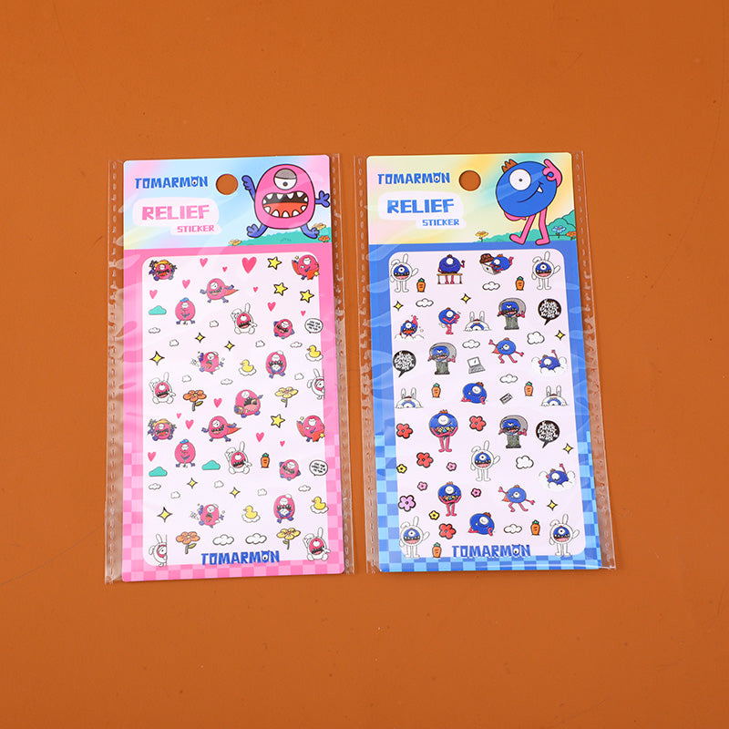 TOMARMON series embossed stickers-red and blue