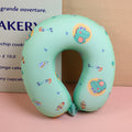 Cartoon animal A series children's memory foam U-shaped pillow-green