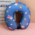 Cartoon animal A series children's memory foam U-shaped pillow-dark blue