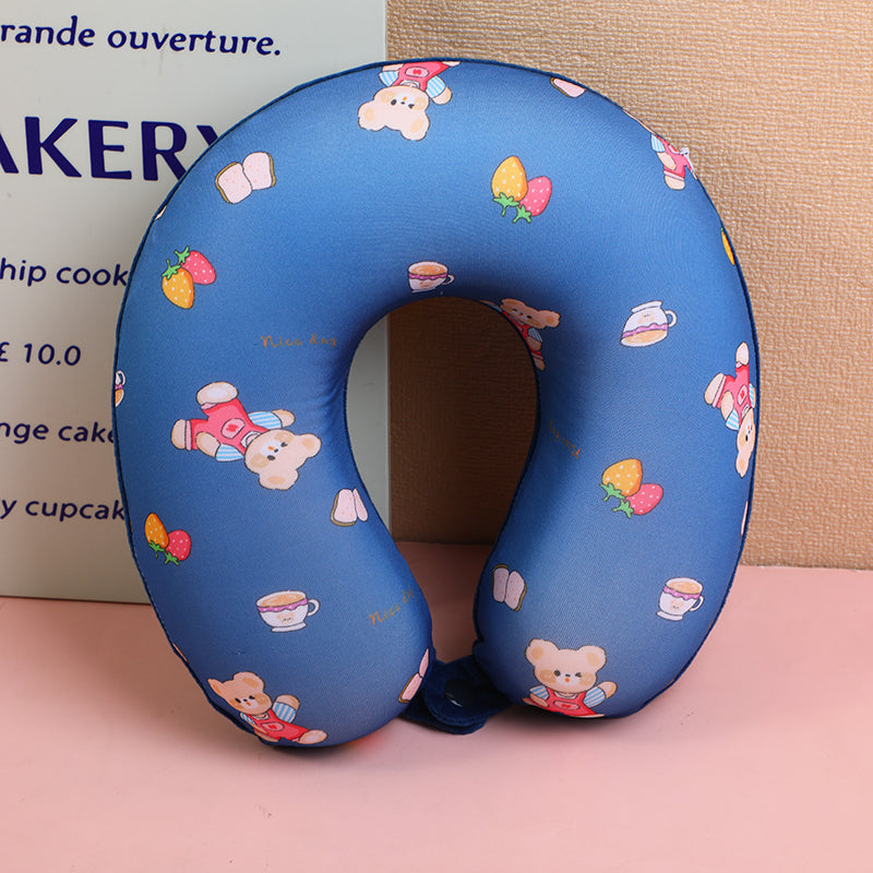 Cartoon animal A series children's memory foam U-shaped pillow-dark blue