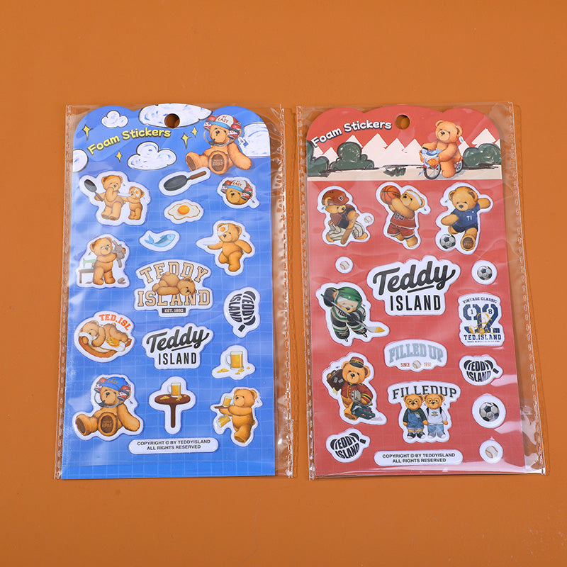 TEDDY ISLAND series happy diary foaming stickers combo set AB
