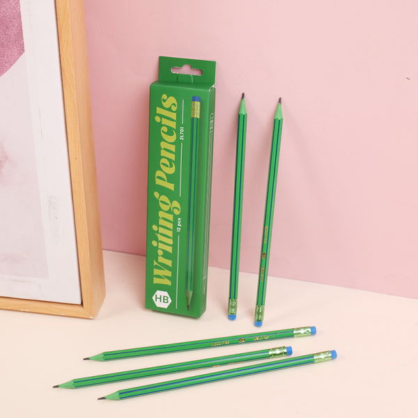 Green HB pencil with box-12pcs