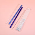 Colorful transparent straws 3pcs (with nylon brush)
