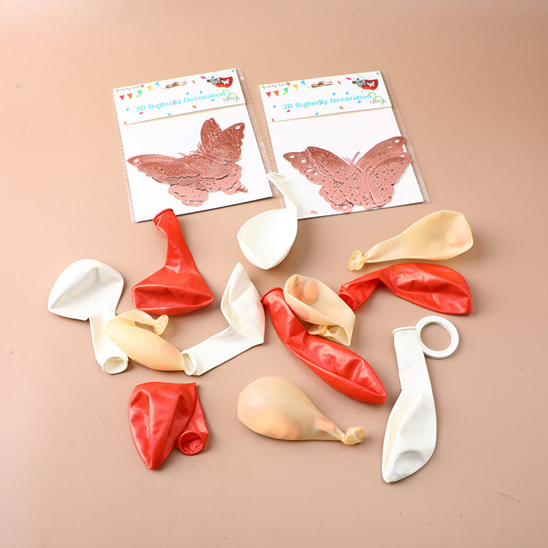 Party Series Rose Gold Butterfly Balloon Set -76pcs
