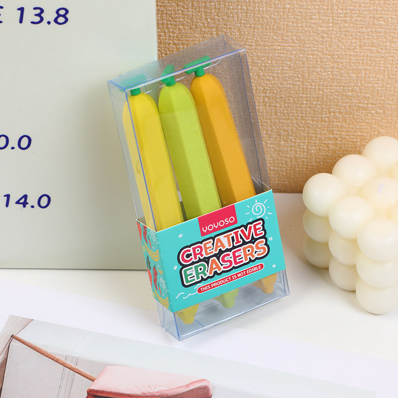 Banana Sharing Eraser 3pcs