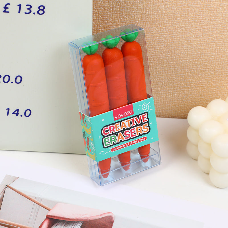 Carrot Eraser 3pcs
